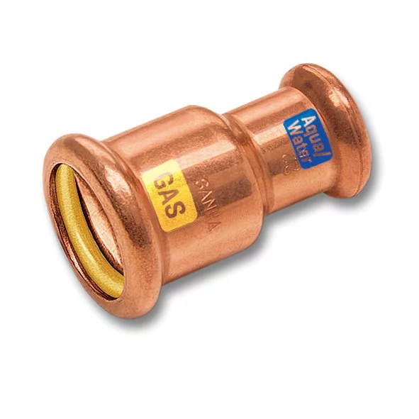 Persverloopmof koper 22x15mm FF gas / (drink)water Sanha HydroGas