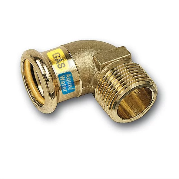Persovergangsknie brons 54mm x 2" M 90° gas / (drink)water Sanha HydroGas