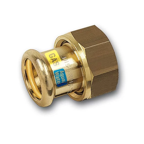 Persaansluitkoppeling brons 22mm x 3/4" FF gas / (drink)water Sanha HydroGas