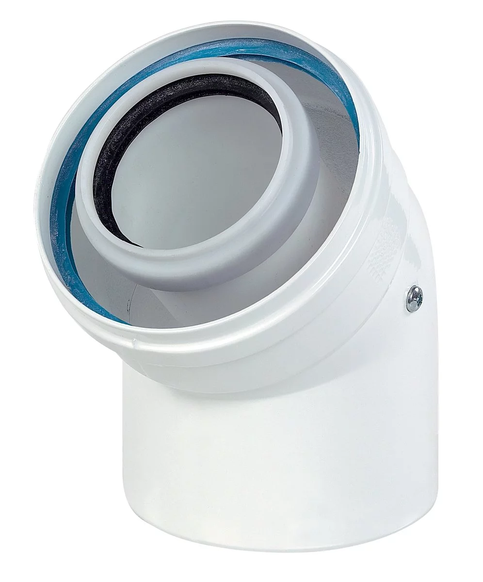 Concentrische rookgasbocht Ubbink Rolux aluminium kunststof 60/100mm