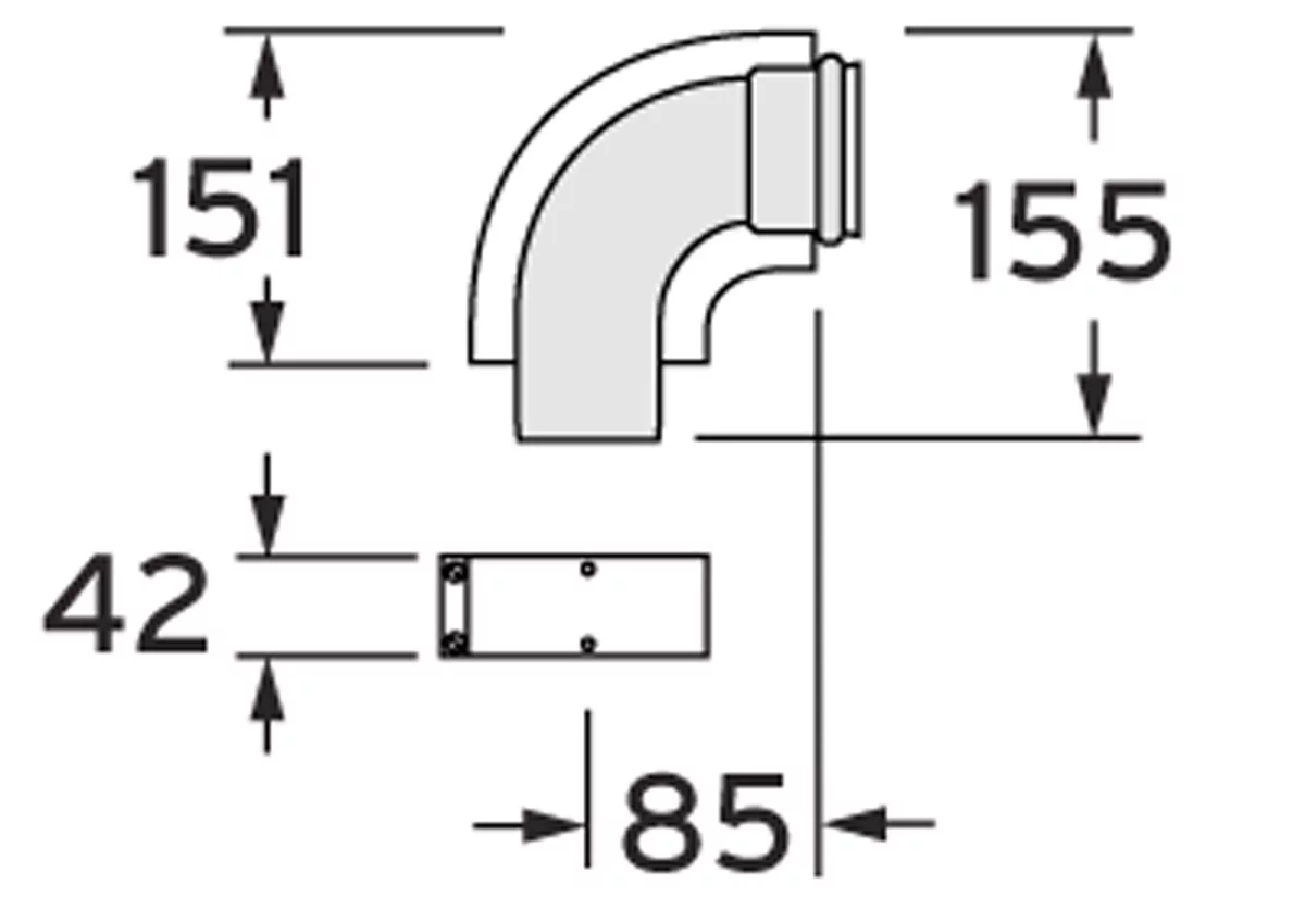 Concentrische rookgasbocht Vaillant turboMAX aluminium aluminium 60/100mm