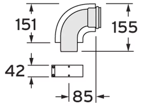 Concentrische rookgasbocht Vaillant turboMAX aluminium aluminium 60/100mm