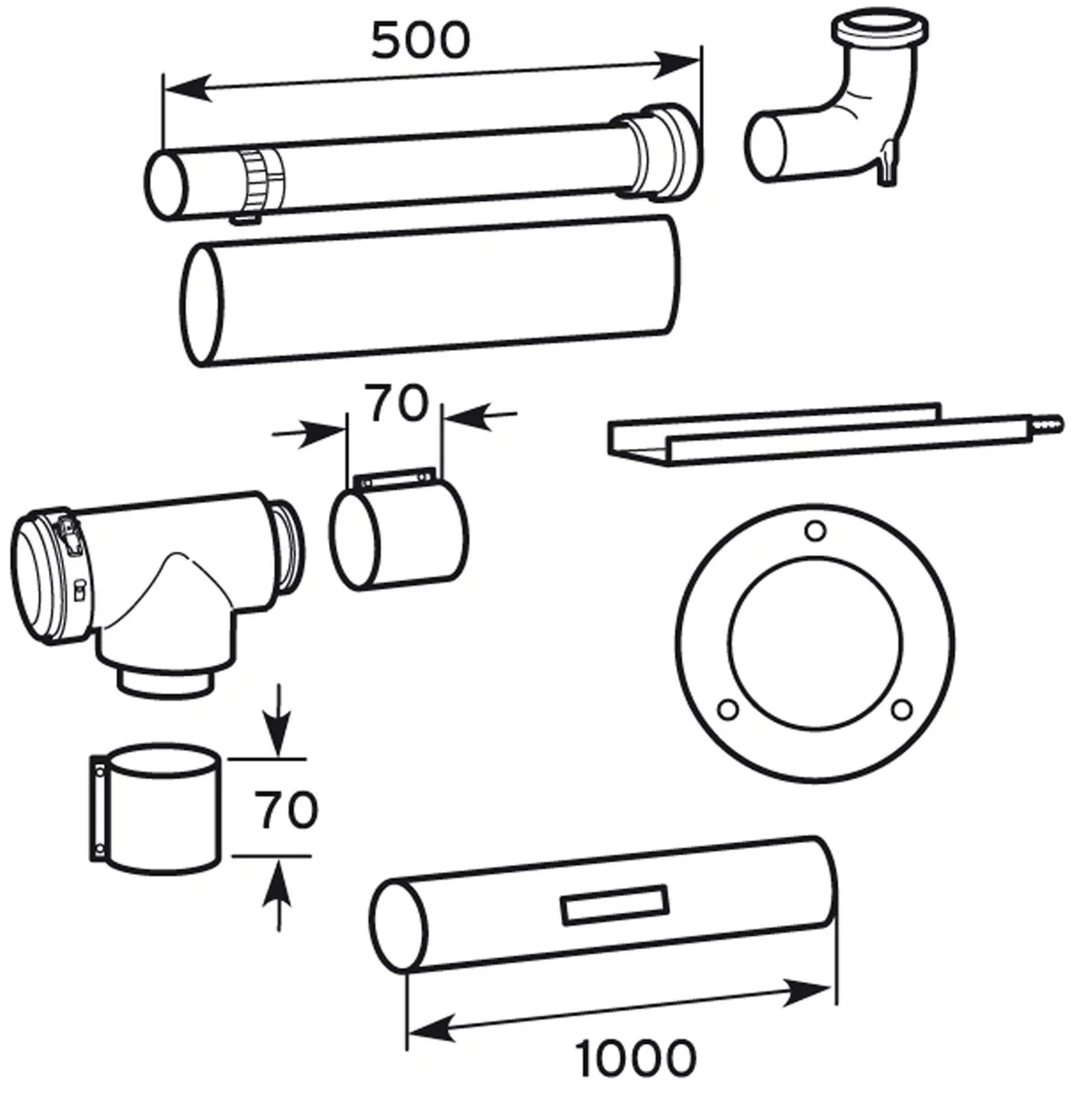 Concentrische rookgasbuis Vaillant ECOmax 80/125mm L500mm wit