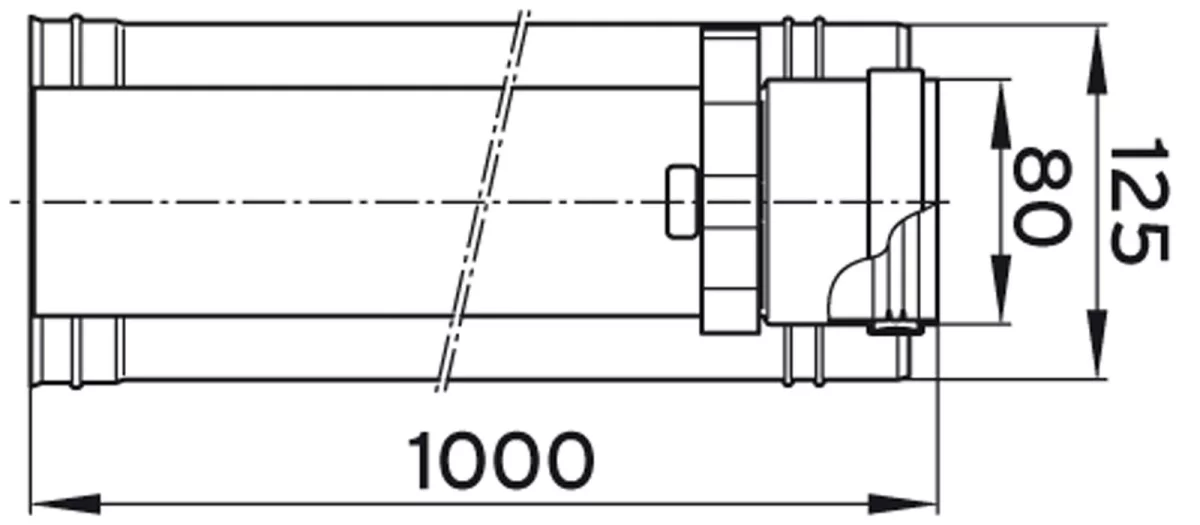 Concentrische rookgasbuis Vaillant kunststof/inox 80/125mm L1000mm