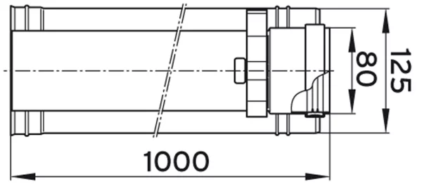 Concentrische rookgasbuis Vaillant kunststof/inox 80/125mm L1000mm